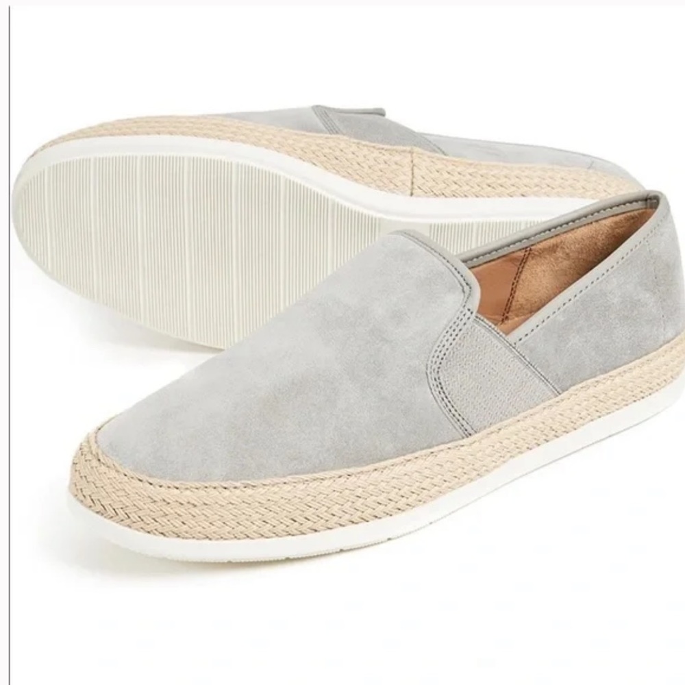 VINCE  grey suede slip on  braided bamboo mens size nine